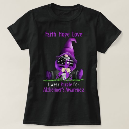 Ik Draag Paars voor Alzheimer Bewustheid Gnome Fai T-shirt (Design voorkant)