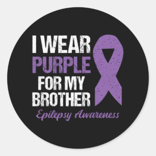 Ik Draag Paars voor Broeder Epilepsy Bewustheid Ronde Sticker