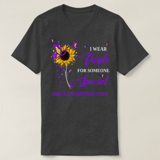 Ik Draag Paars voor Chiari Malformation Bewustheid T-shirt (Design voorkant)