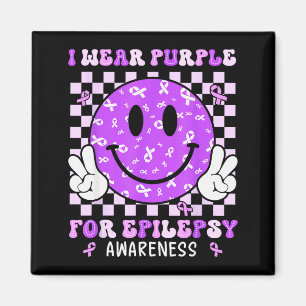 Ik draag paars voor epilepsie bewustzijn Smile Fac Magneet