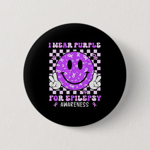 Ik draag paars voor epilepsie bewustzijn Smile Fac Ronde Button 5,7 Cm