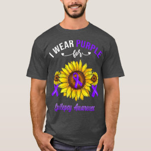 Ik Draag Paars voor Epilepsy Bewust Zonnebloem T-shirt
