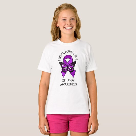 Ik Draag Paars voor Epilepsy Bewustheid T-shirt (Voorkant volledig)
