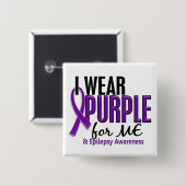 Ik Draag Paars voor me 10 epilepsie Vierkante Button 5,1 Cm (Voorkant /achterkant)
