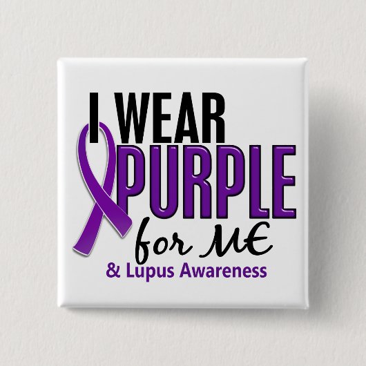 Ik Draag Paars voor me 10 lupus Vierkante Button 5,1 Cm (Voorkant)