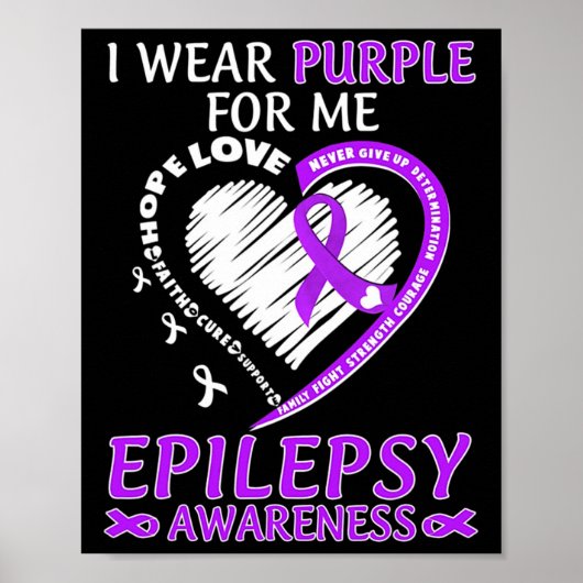Ik Draag Paars voor me Epilepsy Bewustheid Paarse  Poster (Voorkant)