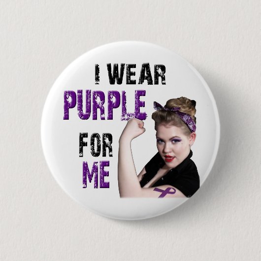 Ik draag Paars voor mij Ronde Button 5,7 Cm (Voorkant)