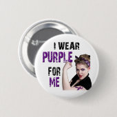 Ik draag Paars voor mij Ronde Button 5,7 Cm (Voorkant /achterkant)