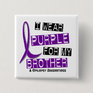 Ik Draag Paars voor mijn broer 37 epilepsie Vierkante Button 5,1 Cm