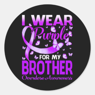Ik Draag Paars voor mijn broer die zich bewust was Ronde Sticker