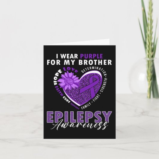 Ik Draag Paars voor mijn Broer Epilepsy Bewustmaki Kaart (Voorkant)