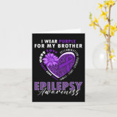 Ik Draag Paars voor mijn Broer Epilepsy Bewustmaki Kaart (Gele Bloem)