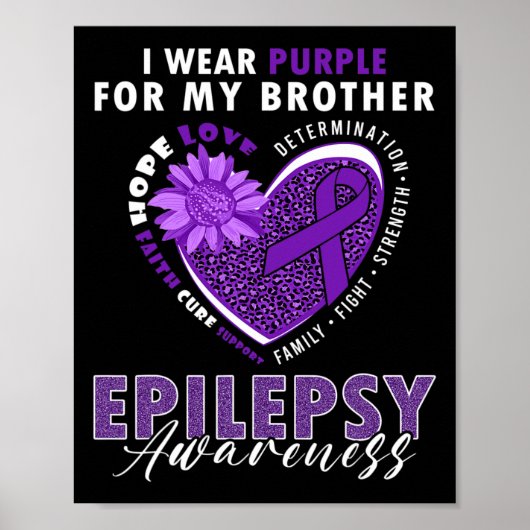 Ik Draag Paars voor mijn Broer Epilepsy Bewustmaki Poster (Voorkant)