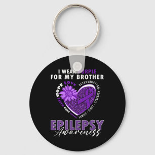Ik Draag Paars voor mijn Broer Epilepsy Bewustmaki Sleutelhanger