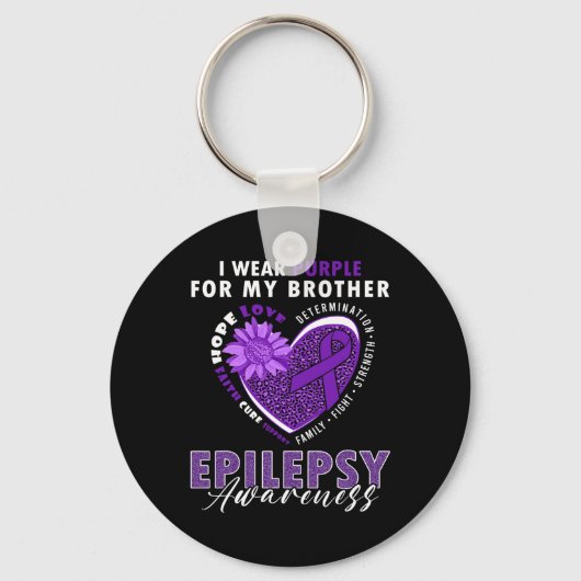 Ik Draag Paars voor mijn Broer Epilepsy Bewustmaki Sleutelhanger (Voorkant)