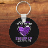 Ik Draag Paars voor mijn Broer Epilepsy Bewustmaki Sleutelhanger (Voorkant)