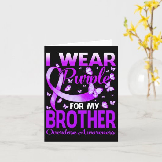 Ik draag paars voor mijn broer Overdosis bewustzij Kaart (Gele Bloem)