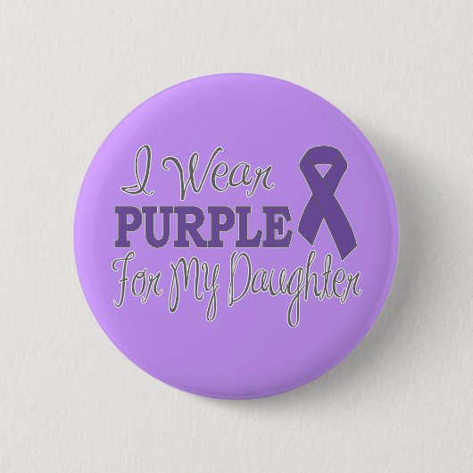 Ik Draag Paars voor mijn dochter (Paars lint) Ronde Button 5,7 Cm (Voorkant)