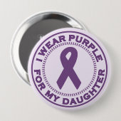 Ik Draag Paars voor mijn dochter Ronde Button 4,0 Cm (Voorkant /achterkant)