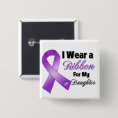 Ik Draag Paars voor mijn dochter Vierkante Button 5,1 Cm (Voorkant /achterkant)