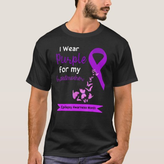 Ik Draag Paars voor mijn grootmoeder Epilepsy Awar T-shirt (Voorkant)