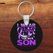 Ik Draag Paars voor mijn jeugdige Epilepsy Bewust Sleutelhanger (Voorkant)