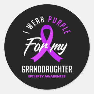 Ik Draag Paars voor mijn kleindochter Epilepsy Awa Ronde Sticker