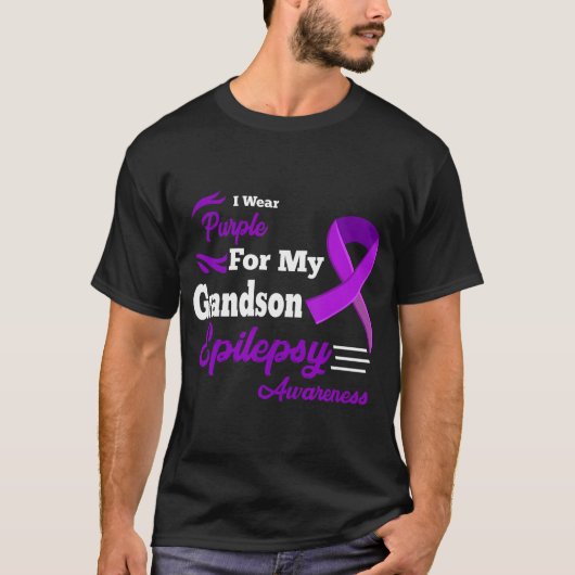 Ik Draag Paars voor mijn kleinzoon Epilepsy Bewust T-shirt (Voorkant)
