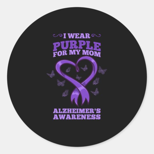 Ik Draag Paars voor mijn mama Alzheimer-bewustzijn Ronde Sticker (Voorkant)
