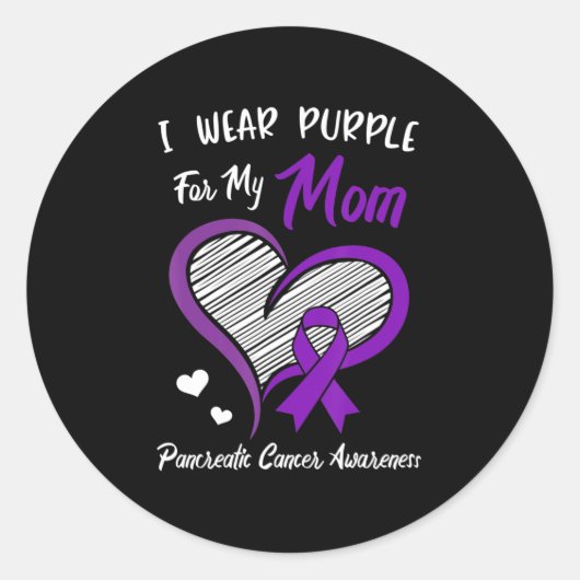 Ik draag Paars voor mijn mama Pancreatic Cancer Aw Ronde Sticker (Voorkant)