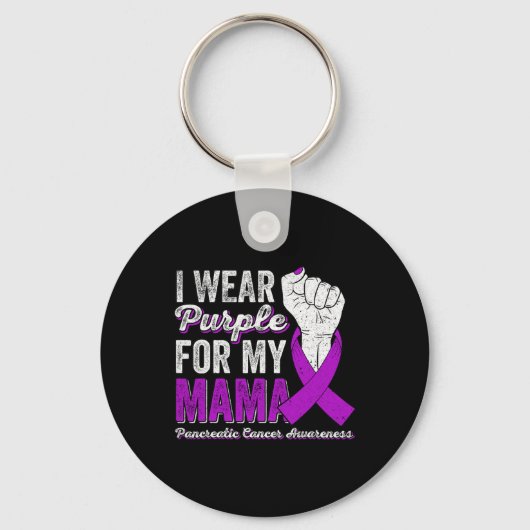 Ik Draag Paars voor mijn mama Pancreatic Cancer Aw Sleutelhanger (Voorkant)