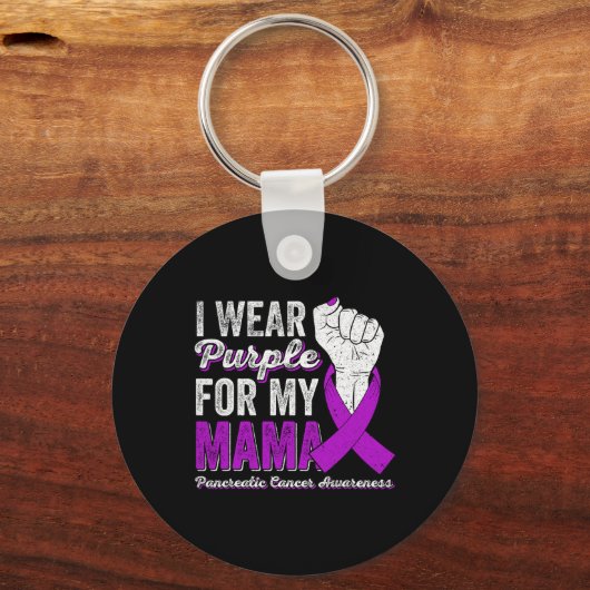 Ik Draag Paars voor mijn mama Pancreatic Cancer Aw Sleutelhanger (Voorkant)