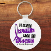 Ik Draag Paars voor mijn man 37 epilepsie Sleutelhanger (Voorkant)