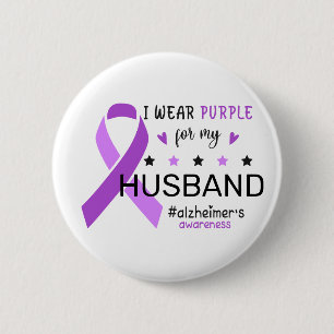 Ik Draag Paars Voor Mijn Man Alzheimer Bewustzijn Ronde Button 5,7 Cm