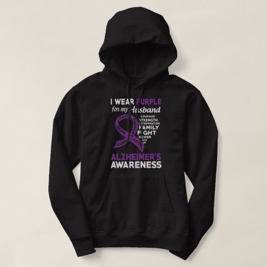 Ik Draag Paars voor mijn man Alzheimer. Hoodie (Design voorkant)