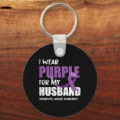 Ik Draag Paars voor mijn man pancreaskanker Awa Sleutelhanger (Voorkant)