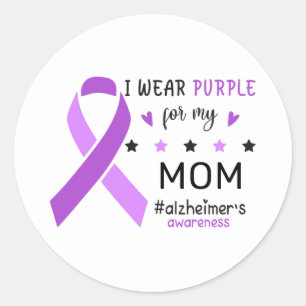 Ik Draag Paars Voor Mijn Moeder Alzheimer Bewustzi Ronde Sticker
