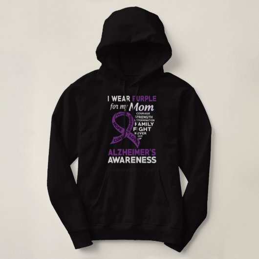 Ik Draag Paars voor mijn moeder Alzheimer. Hoodie (Design voorkant)