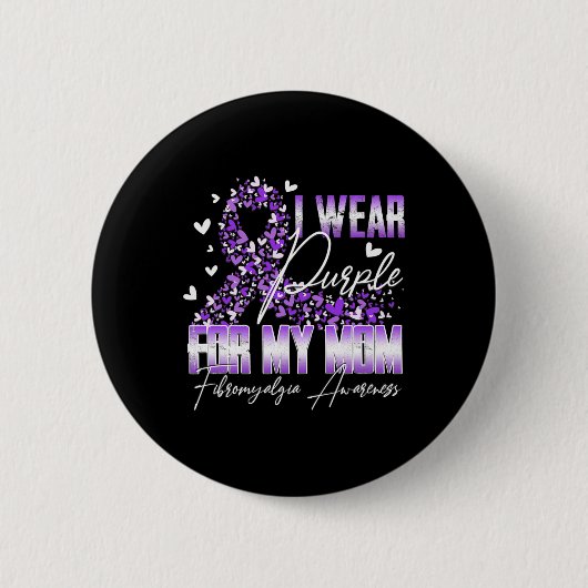 Ik Draag Paars voor mijn moeder Fibromyalgia Aware Ronde Button 5,7 Cm (Voorkant)