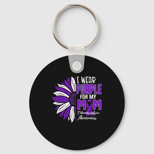 Ik Draag Paars voor mijn moeder Fibromyalgia Aware Sleutelhanger (Voorkant)