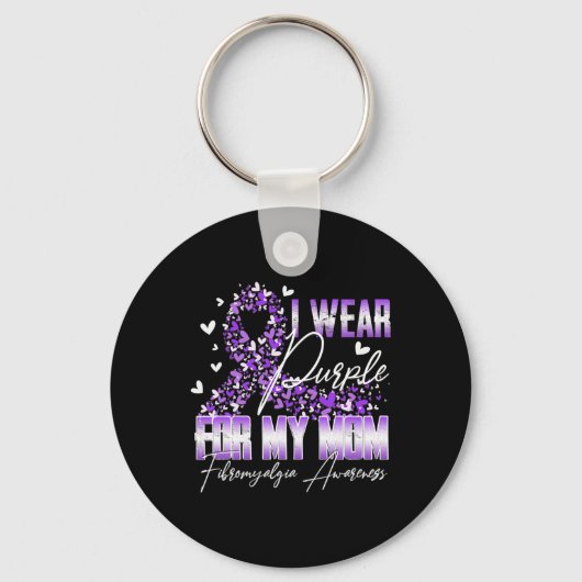 Ik Draag Paars voor mijn moeder Fibromyalgia Aware Sleutelhanger (Voorkant)