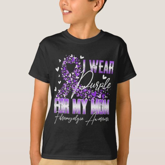 Ik Draag Paars voor mijn moeder Fibromyalgia Aware T-shirt (Voorkant)