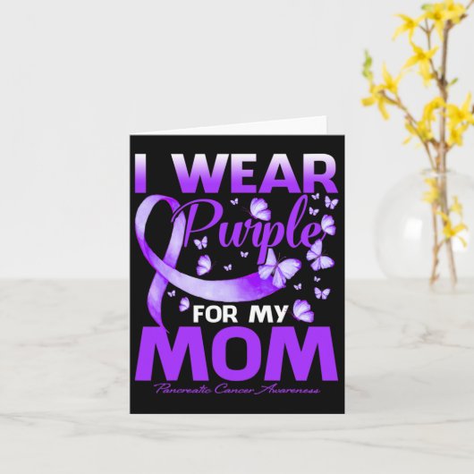 Ik Draag Paars voor mijn moeder Pancreas Kanker Aw Kaart (Gele Bloem)