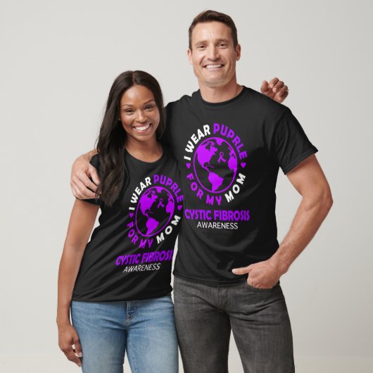 Ik draag PAARS voor mijn MOM CYSTIC FIBROSIS Bewus T-shirt (Unisex)
