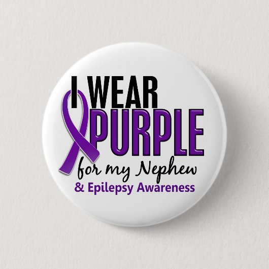 Ik Draag Paars voor mijn Nephew 10 epilepsie Ronde Button 5,7 Cm (Voorkant)