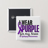 Ik Draag Paars voor mijn nichtje 10 epilepsie Vierkante Button 5,1 Cm (Voorkant /achterkant)