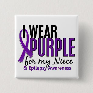 Ik Draag Paars voor mijn nichtje 10 epilepsie Vierkante Button 5,1 Cm