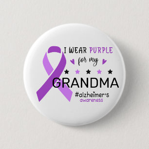 Ik Draag Paars Voor Mijn Oma Alzheimer Bewustzijn Ronde Button 5,7 Cm