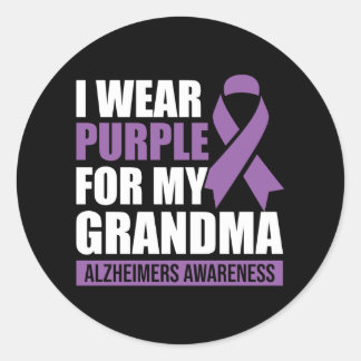 Ik Draag Paars voor mijn oma Alzheimer Ronde Sticker