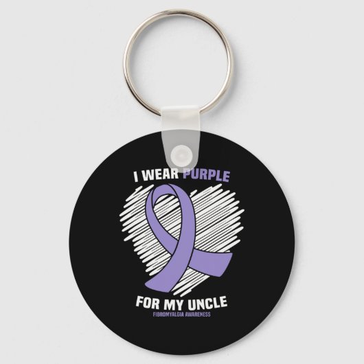 Ik Draag Paars voor mijn oom Fibromyalgia Bewusthe Sleutelhanger (Voorkant)